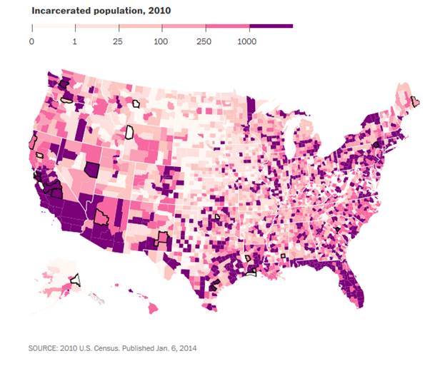 US incarceration density map
